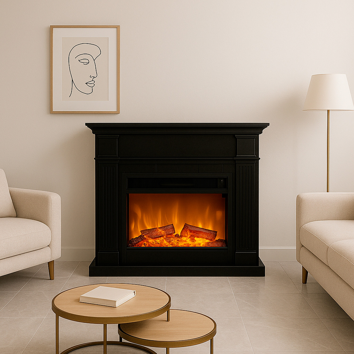 CAMINO-CALDERA-XXL-NERO-2 - SINED | Docce in piscina | Lettini da giardino | Caminetti elettrici! Infrarossi