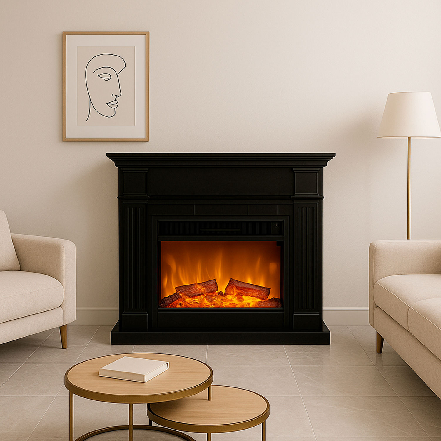 CAMINO-CALDERA-XXL-NERO-2 - SINED | Docce in piscina | Lettini da giardino | Caminetti elettrici! Infrarossi