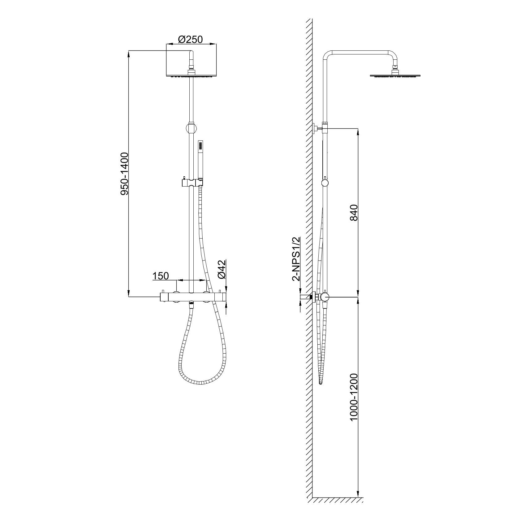 DOCCIA-PARETE-LEVANTE-TERMOSTATICA-ORO-ROSA - SINED | Docce in piscina | Lettini da giardino | Caminetti elettrici! Infrarossi