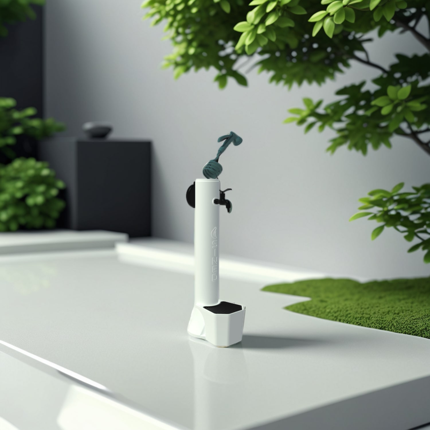 FONTANA-TRITONE-PRO-BIANCA-ambientata - SINED | Docce in piscina | Lettini da giardino | Caminetti elettrici! Infrarossi