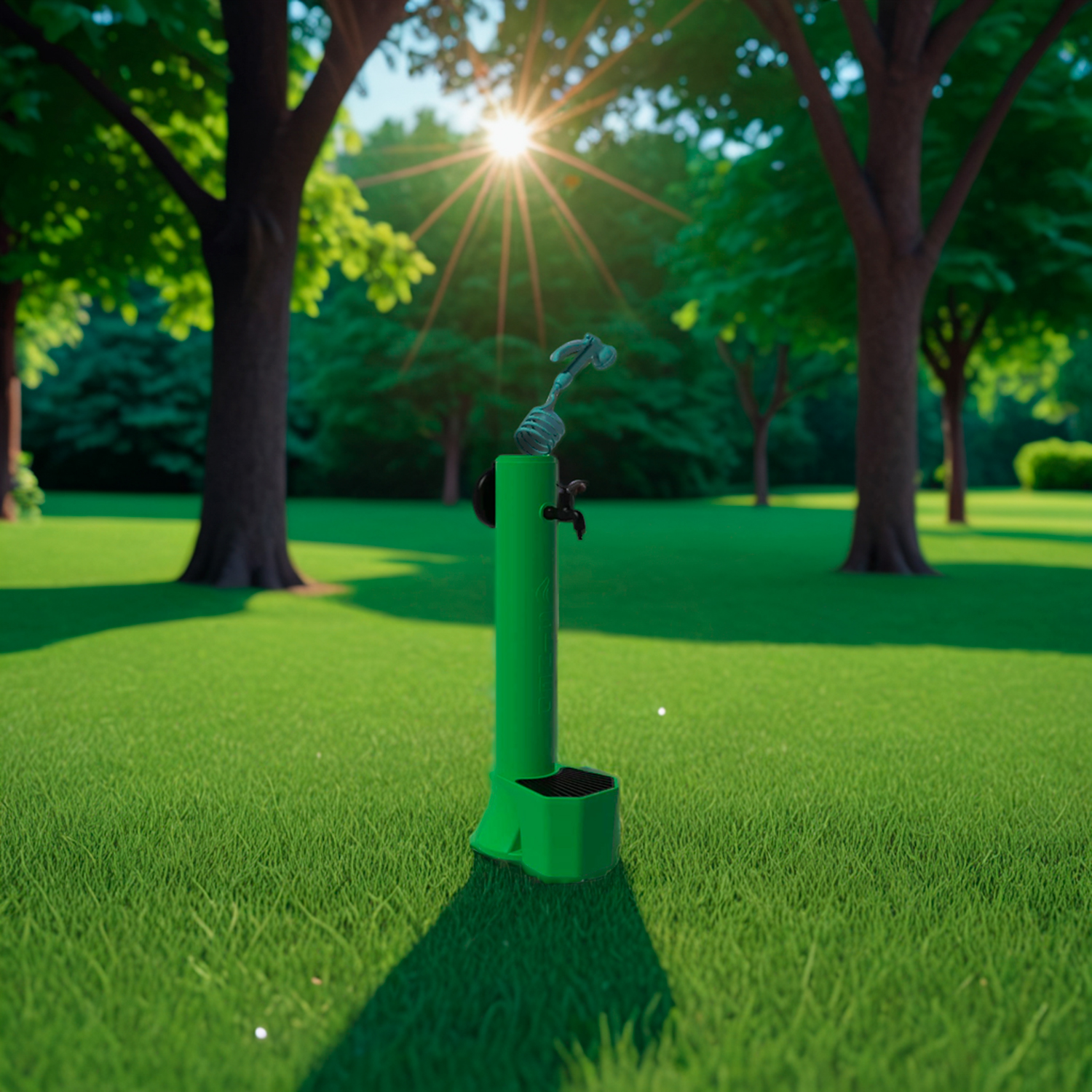 FONTANA-TRITONE-PRO-VERDE-ambientata - SINED | Docce in piscina | Lettini da giardino | Caminetti elettrici! Infrarossi