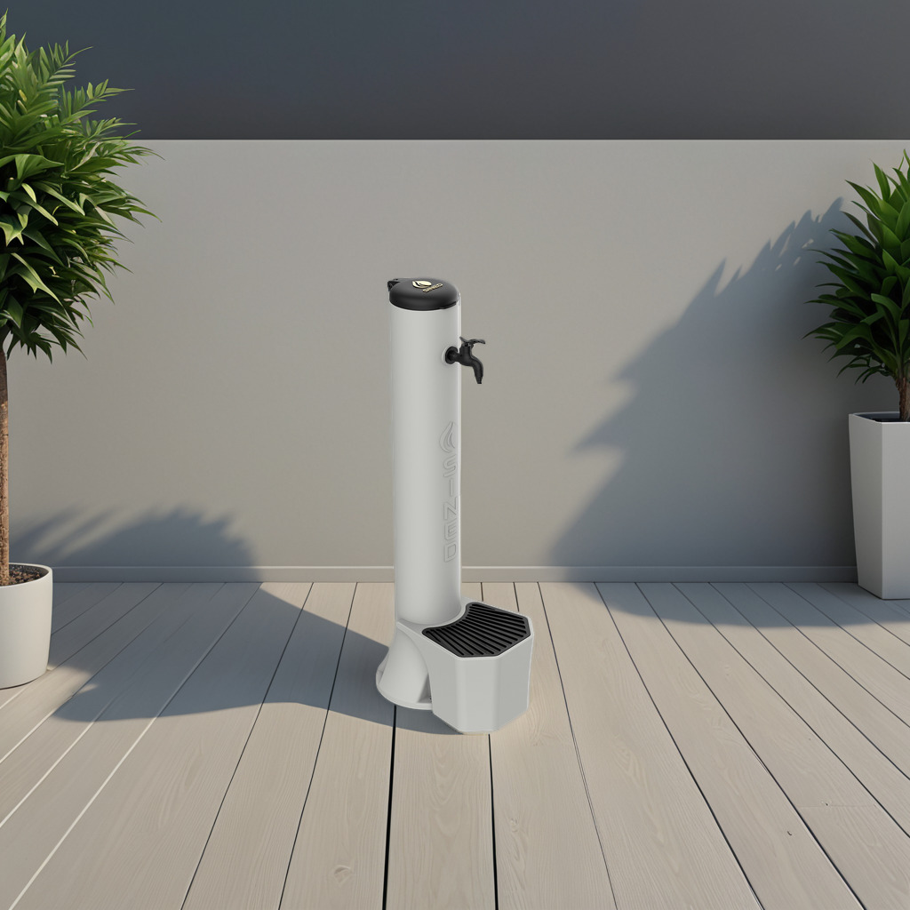 KIT-FONTANA-TRITONE-TORTORA-ambientata - SINED | Docce in piscina | Lettini da giardino | Caminetti elettrici! Infrarossi