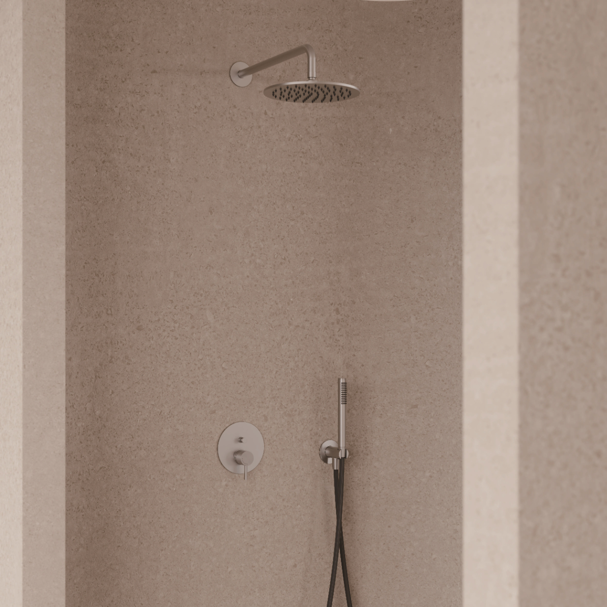 KIT-PARETE-SOFFIONE-LEVANTE-30-INOX-ambientata - SINED | Docce in piscina | Lettini da giardino | Caminetti elettrici! Infrarossi