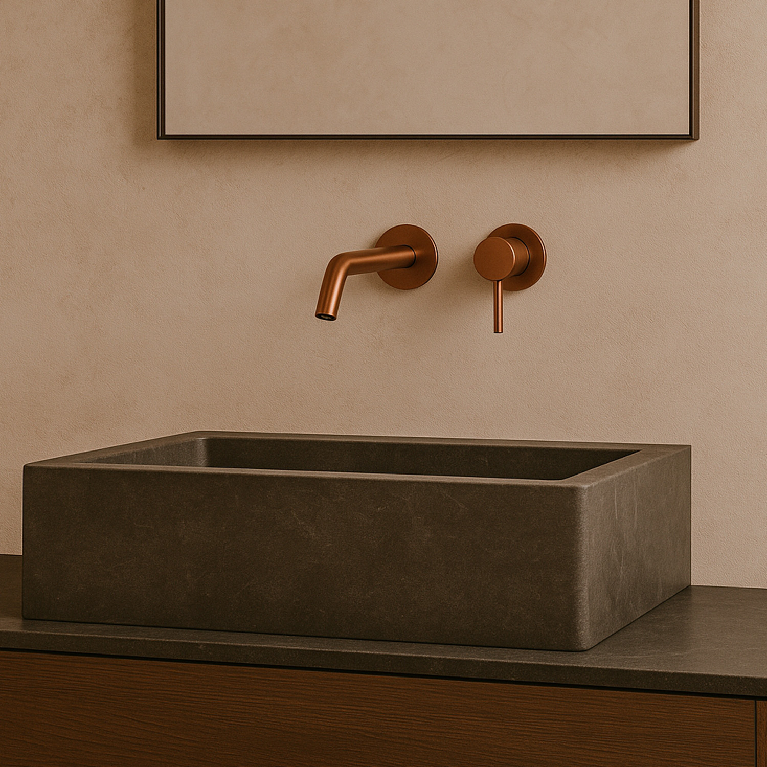 KIT-RUBINETTO-LAVANDINO-LEVANTE-PARETE-ORO-ROSA-ambientata - SINED | Docce in piscina | Lettini da giardino | Caminetti elettrici! Infrarossi