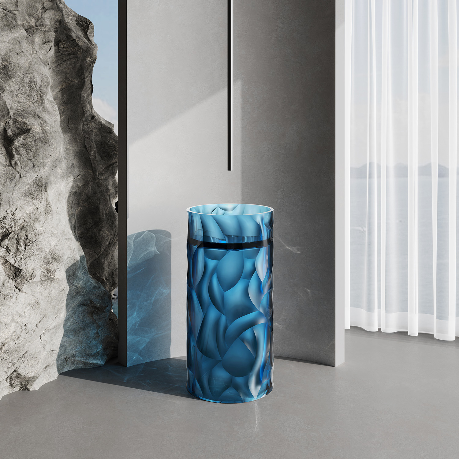 LAVANDINO-TRASPARENTE-ZEFIRO-BLU-ambientata - SINED | Docce in piscina | Lettini da giardino | Caminetti elettrici! Infrarossi