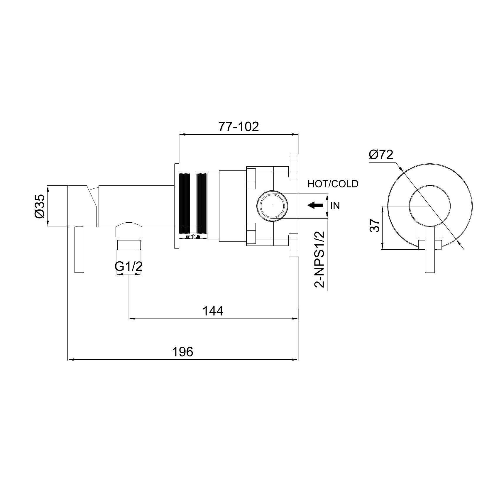 MISCELATORE-MURO-ATTACCO-DOCCINO-LEVANTE-INOX - immagine 3