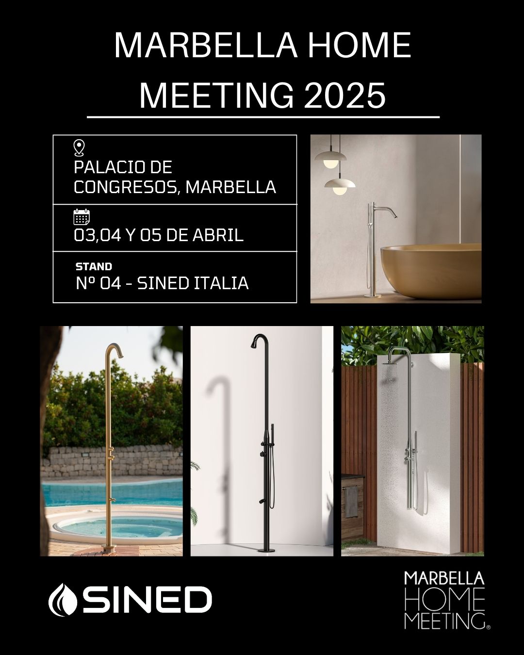 Marbella home meeting 2025 - SINED | Docce in piscina | Lettini da giardino | Caminetti elettrici! Infrarossi