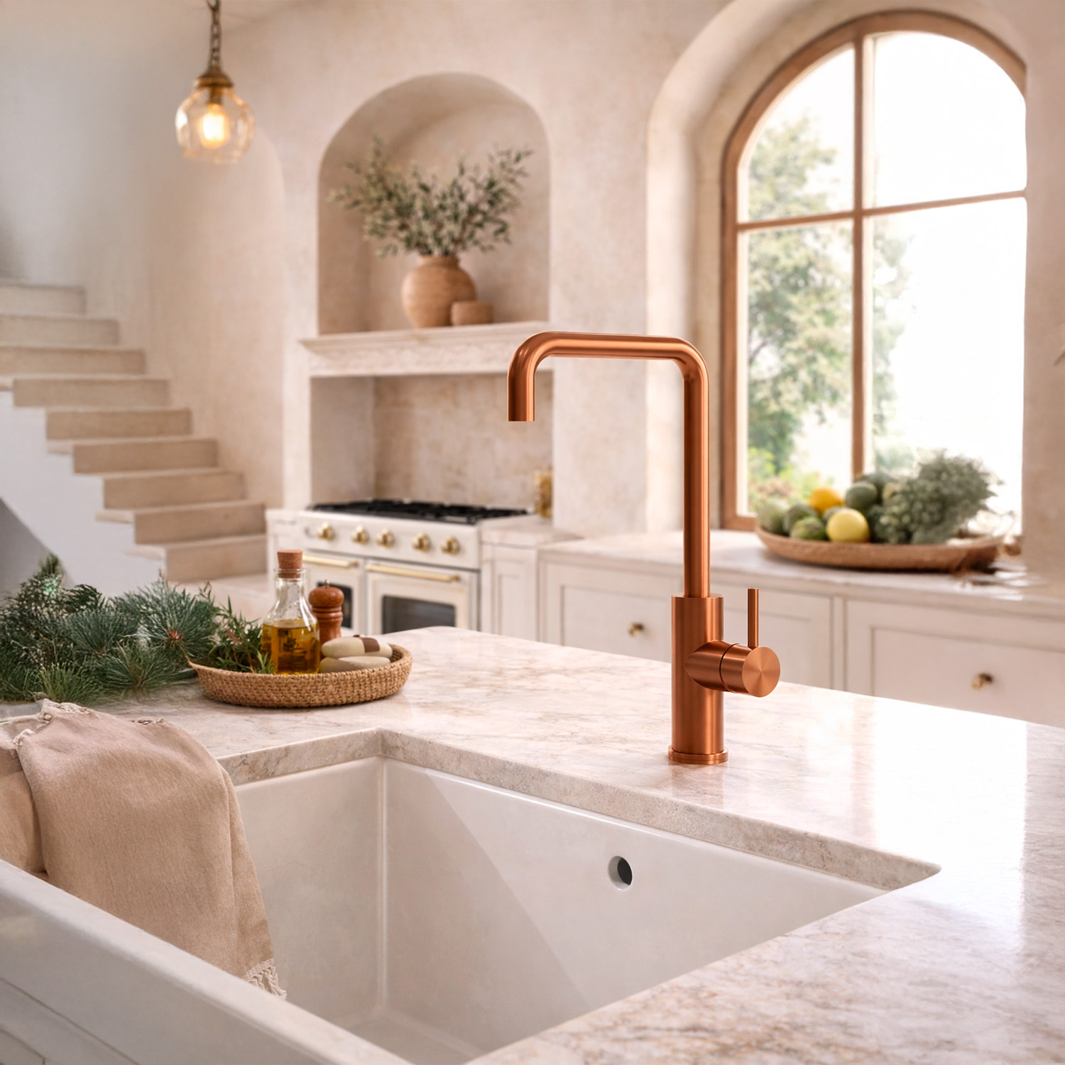 RUBINETTO-LAVELLO-LEVANTE-QUADRO-ORO-ROSA