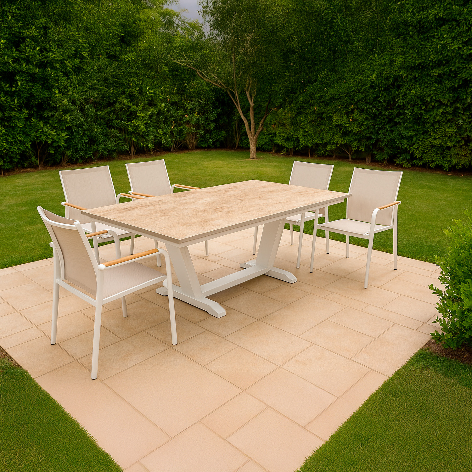 TAVOLO-GIARDINO-180-280-PRALINE-2 - SINED | Docce in piscina | Lettini da giardino | Caminetti elettrici! Infrarossi