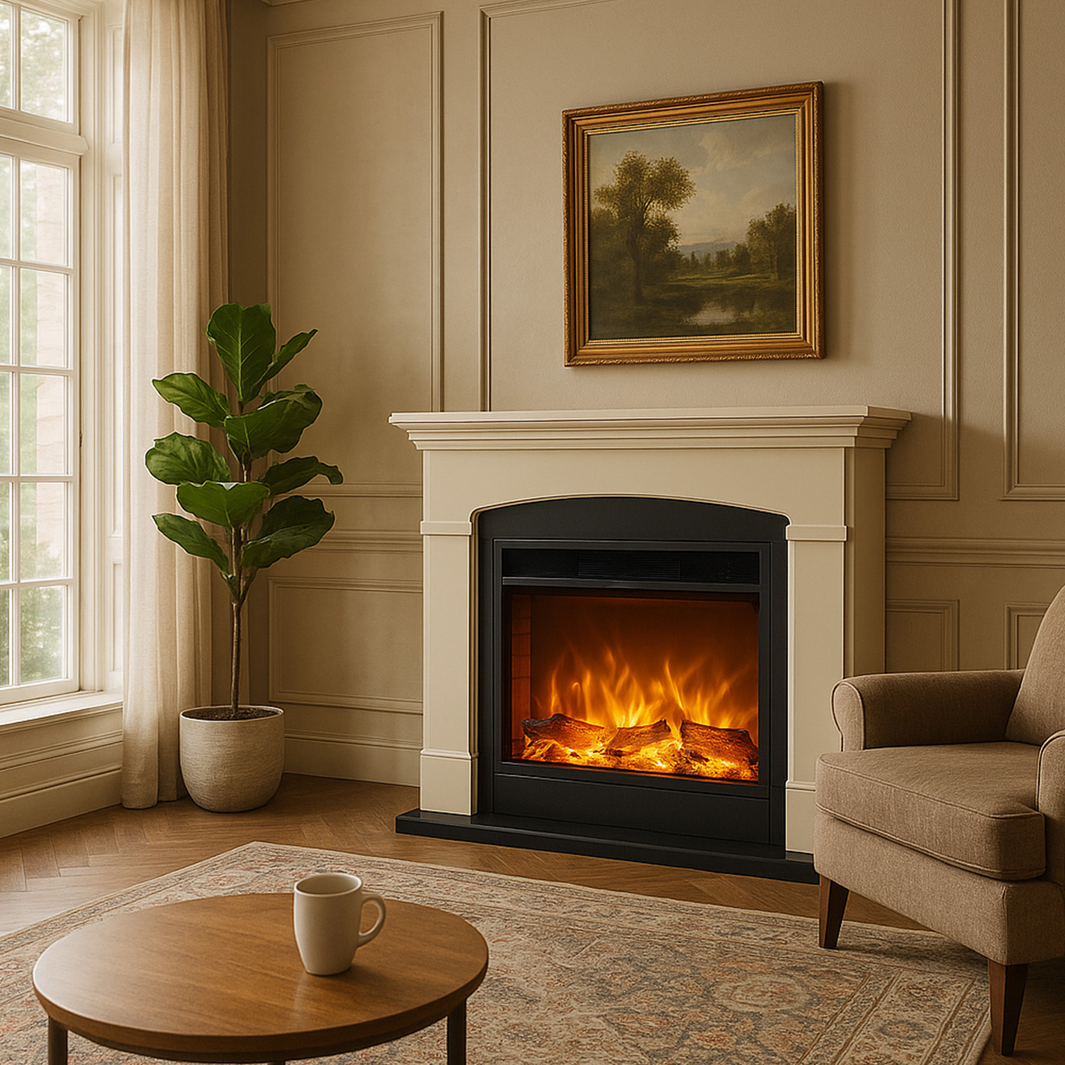 chimeneas-electricas-con-marcos-de-maderajpg - SINED | Docce in piscina | Lettini da giardino | Caminetti elettrici! Infrarossi